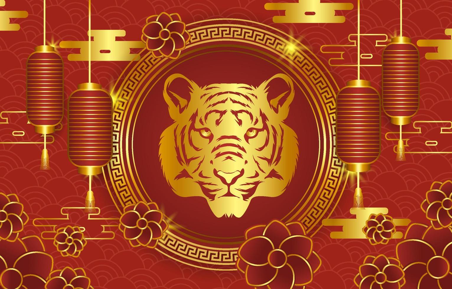 année chinoise du fond du tigre vecteur