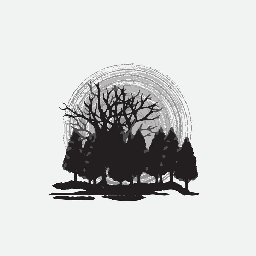 illustration de forêt de pins à feuilles persistantes. fond de forêt. vecteur