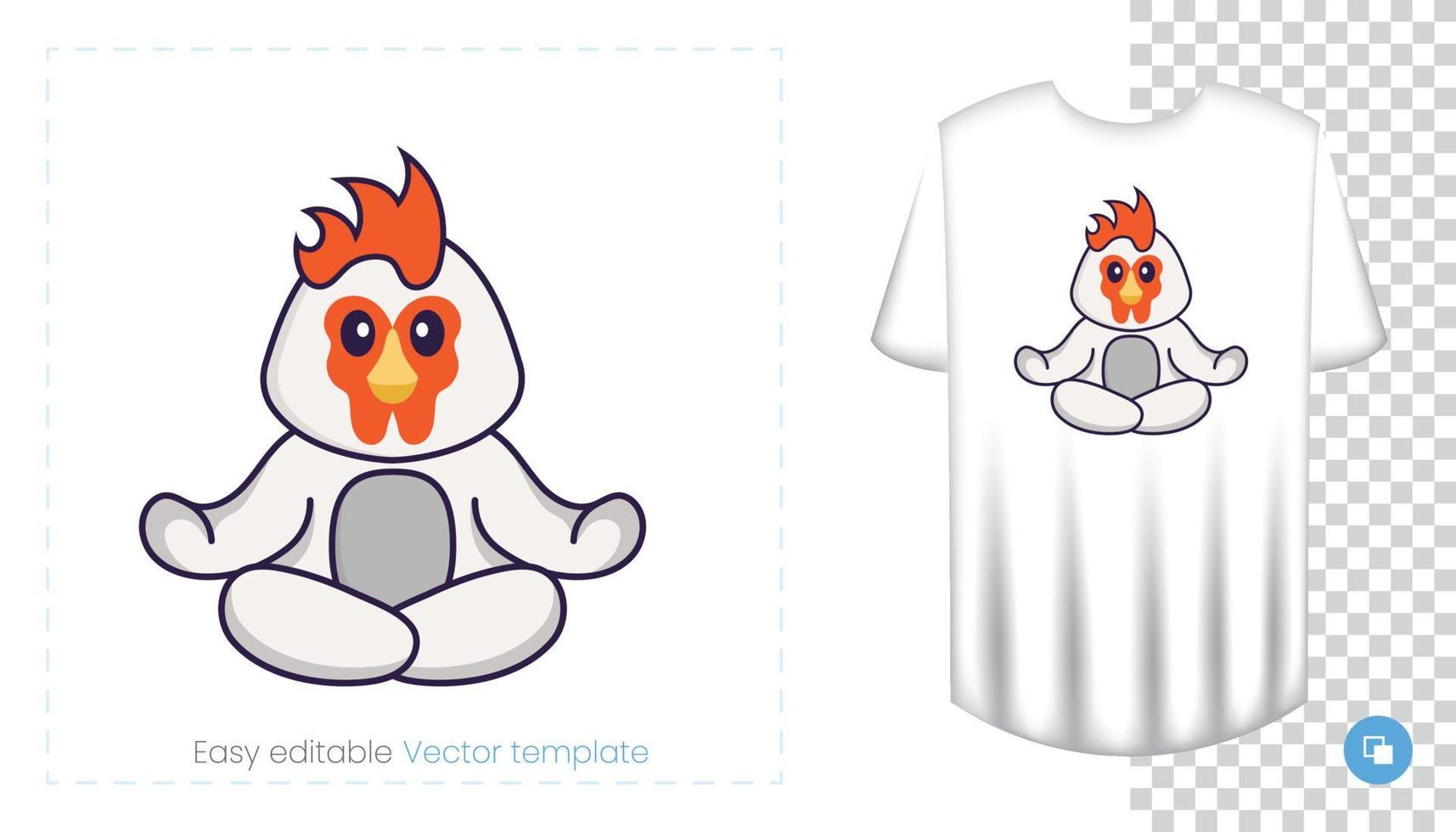 personnage de poulet mignon. impressions sur t-shirts, sweat-shirts, étuis pour téléphones portables, souvenirs. illustration vectorielle isolée sur fond blanc. vecteur