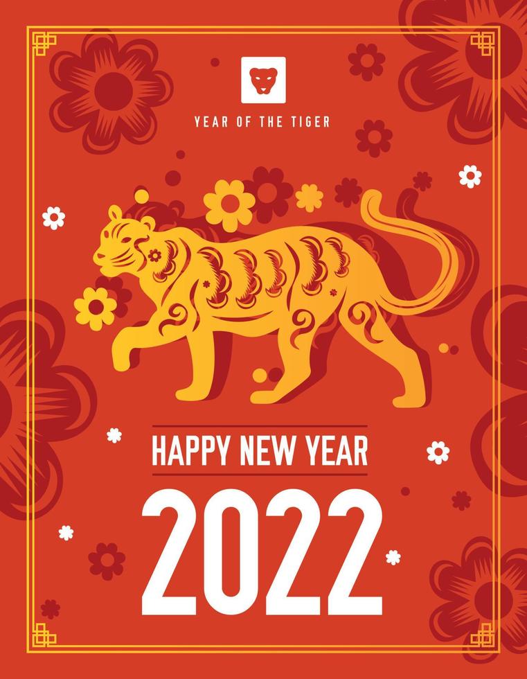 affiche de l'année du tigre 2022 vecteur
