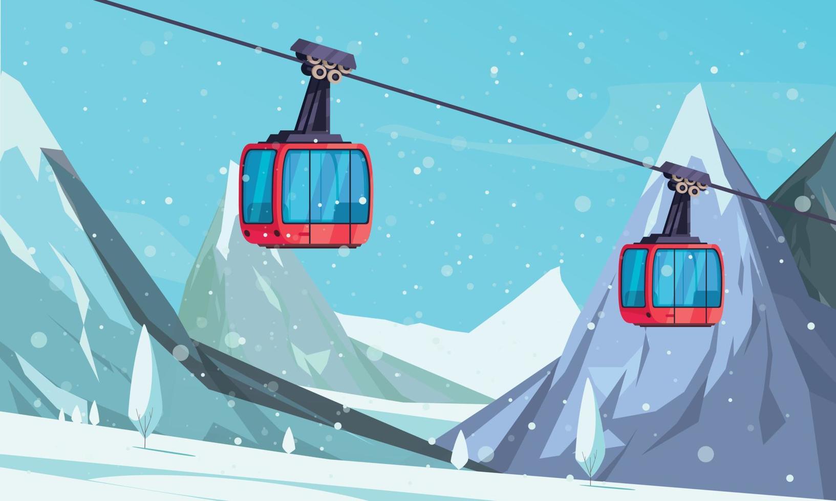 composition de dessin animé de station de ski d'hiver vecteur