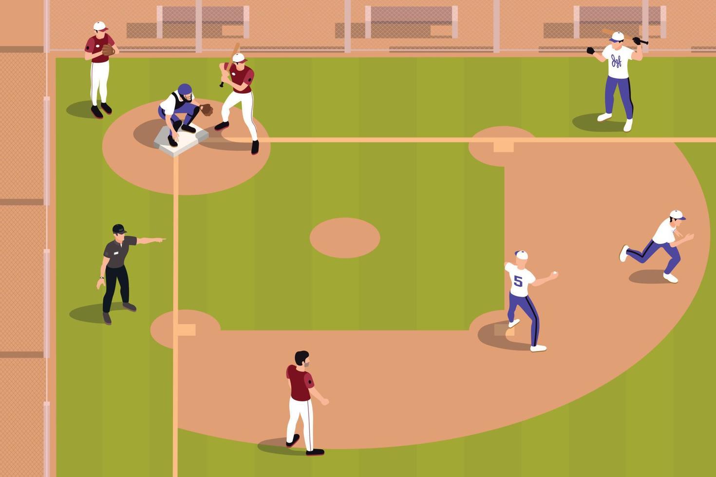 composition du terrain de jeu de baseball vecteur