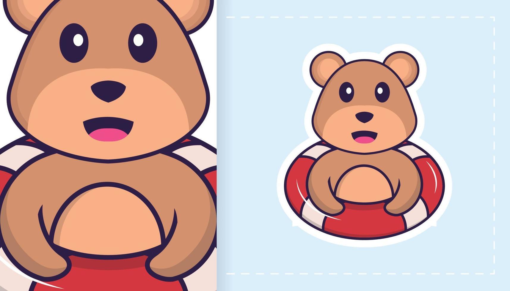 personnage de mascotte d'ours mignon. peut être utilisé pour des autocollants, des motifs, des patchs, des textiles, du papier. illustration vectorielle vecteur