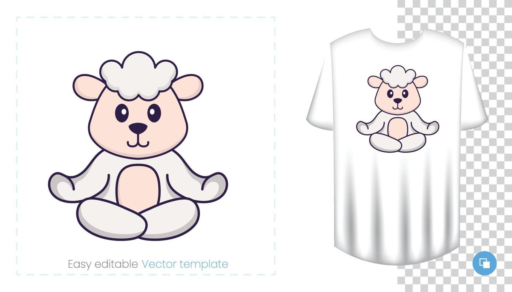 personnage de mouton mignon. impressions sur t-shirts, sweat-shirts, étuis pour téléphones portables, souvenirs. illustration vectorielle isolée sur fond blanc. vecteur