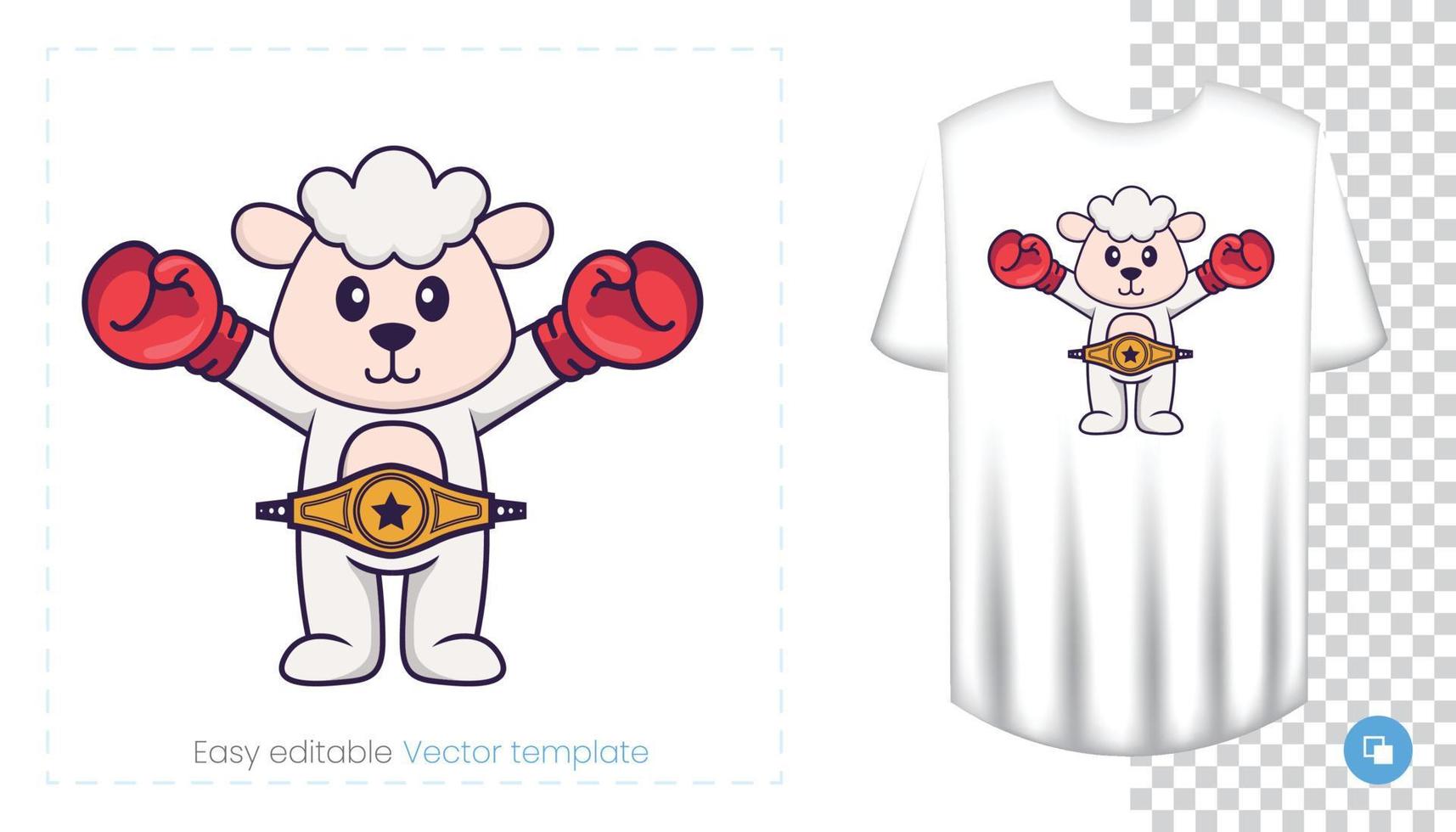 personnage de mouton mignon. impressions sur t-shirts, sweat-shirts, étuis pour téléphones portables, souvenirs. illustration vectorielle isolée sur fond blanc. vecteur