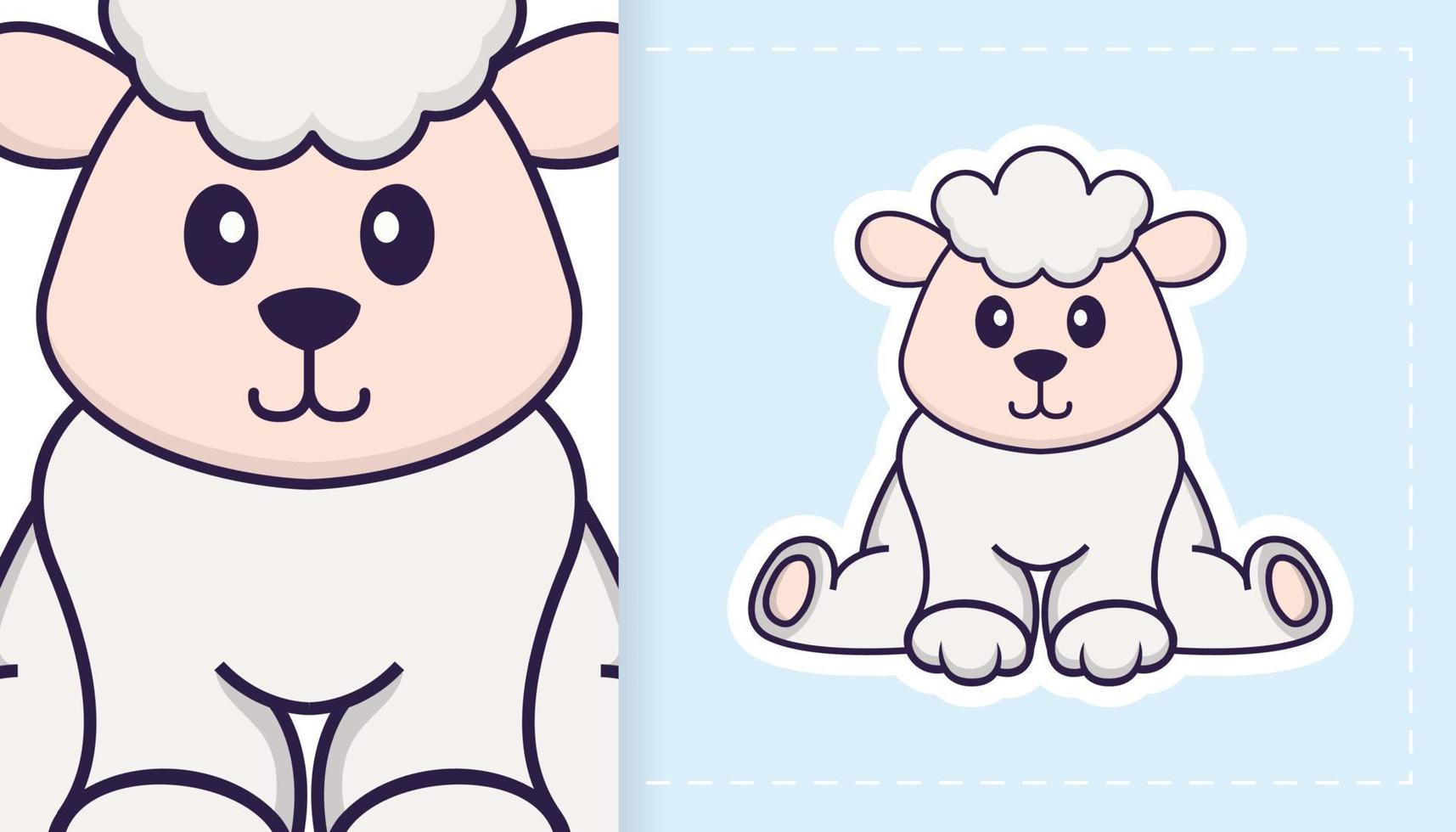 personnage de mascotte de mouton mignon. peut être utilisé pour les autocollants, les patchs, les textiles, le papier. illustration vectorielle vecteur