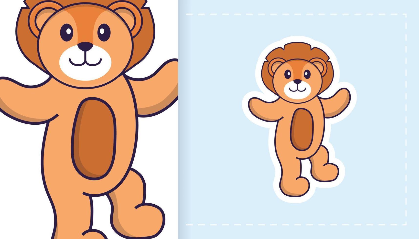 personnage de mascotte de lion mignon. peut être utilisé pour les autocollants, les patchs, les textiles, le papier. illustration vectorielle vecteur