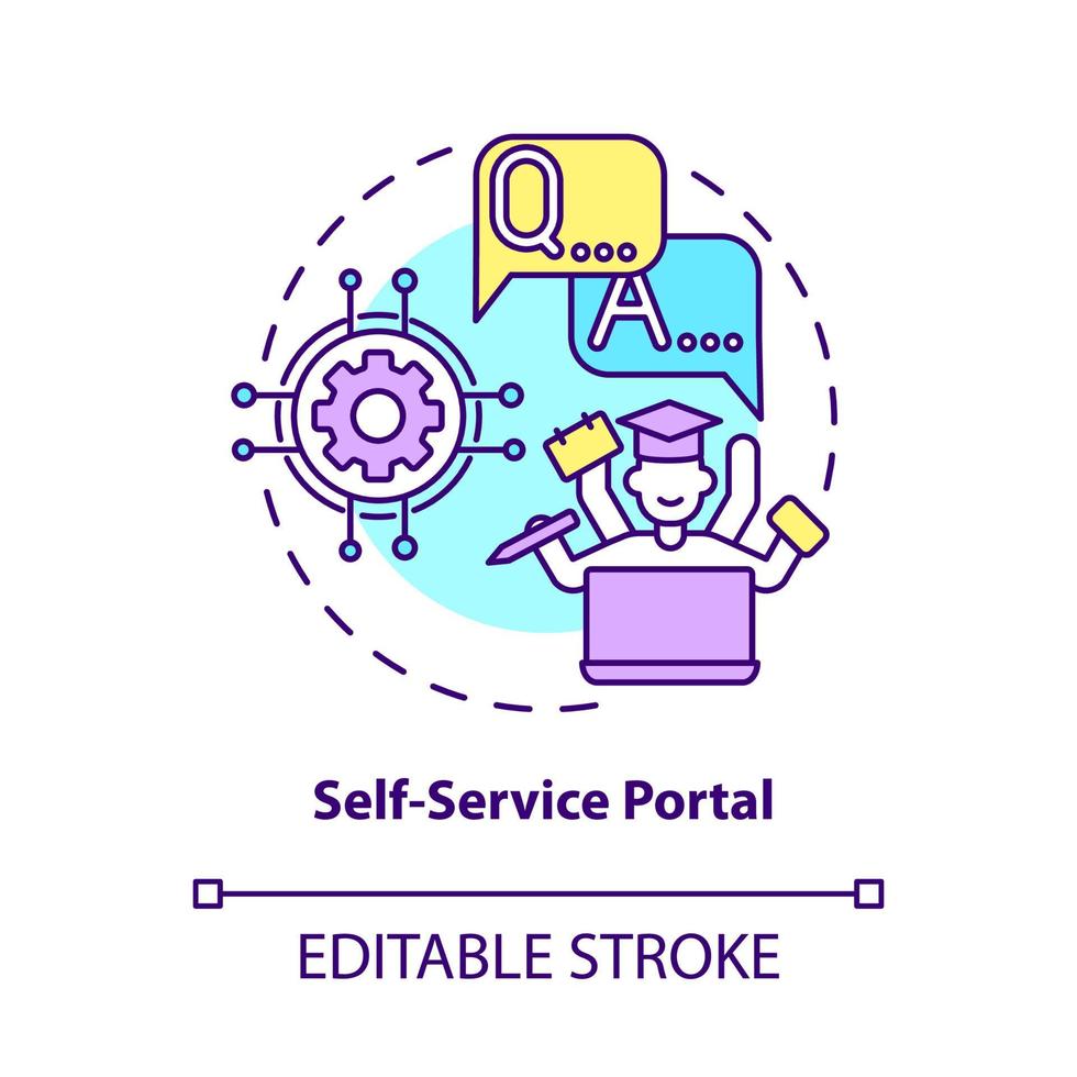 icône de concept de portail libre-service. base de données d'information publique. illustration de ligne mince de service d'assistance technique idée abstraite. dessin de couleur de contour isolé de vecteur. trait modifiable vecteur