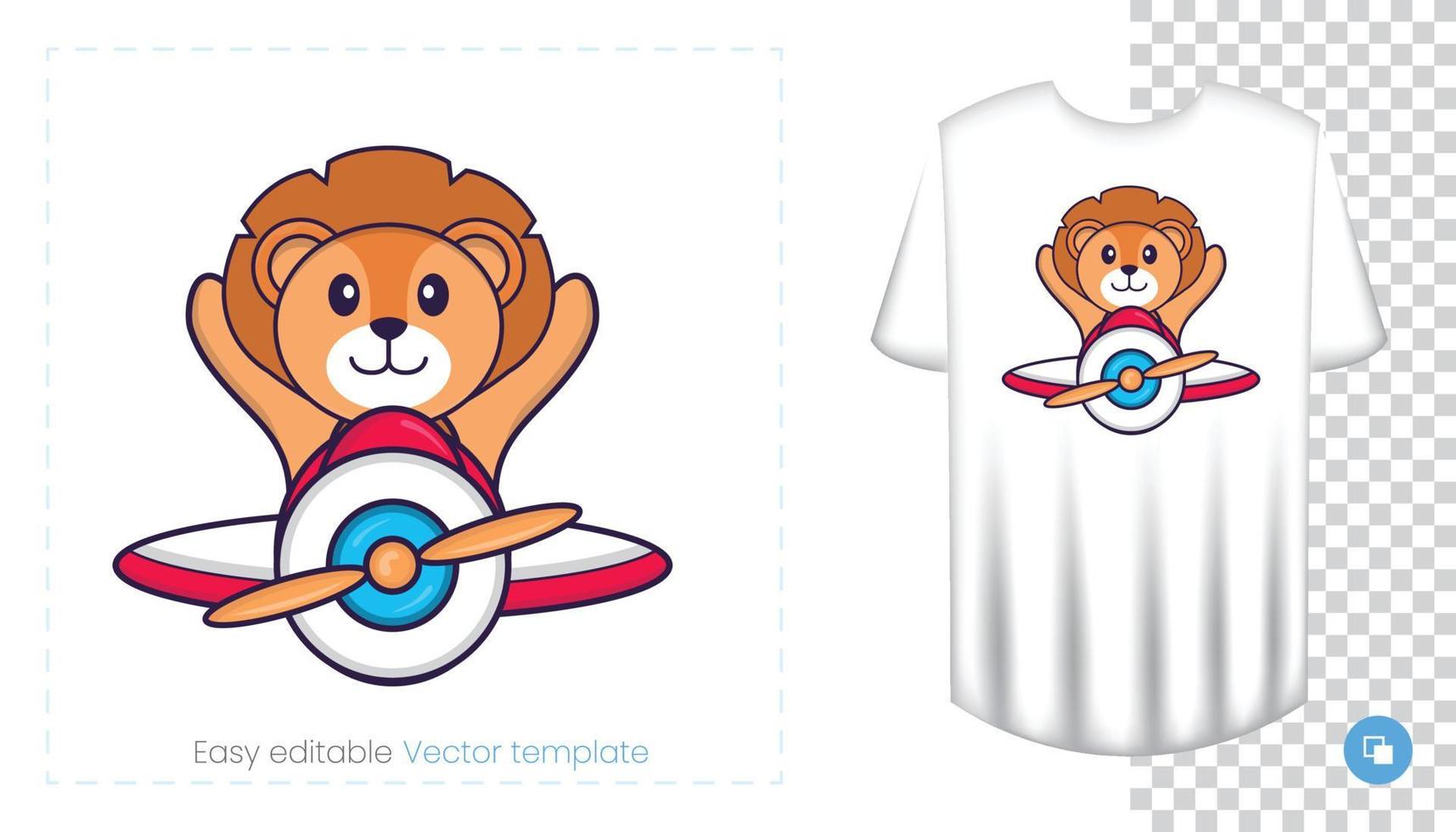 personnage de lion mignon. impressions sur t-shirts, sweat-shirts, étuis pour téléphones portables, souvenirs. illustration vectorielle isolée sur fond blanc. vecteur