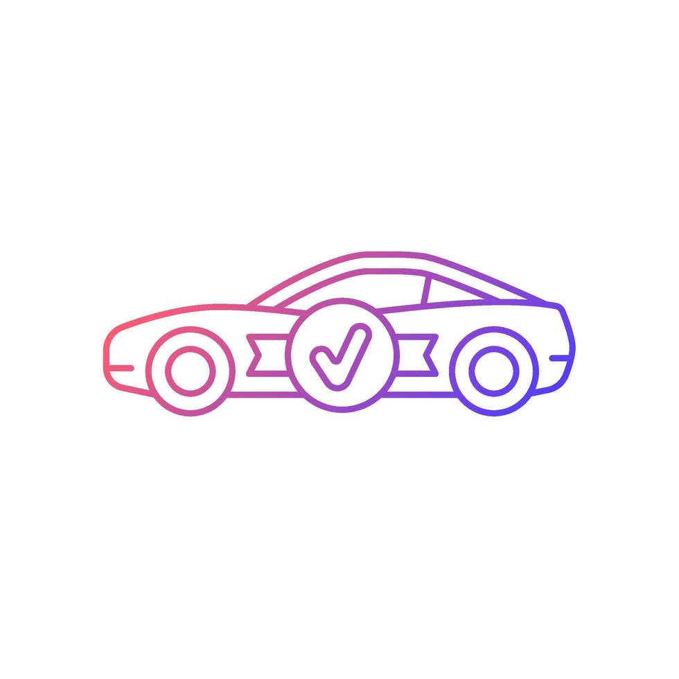 icône de vecteur linéaire dégradé voiture de qualité supérieure. véhicule professionnel haut de gamme. modèle de voiture de sport bien conçu. symbole de couleur de ligne mince. pictogramme de style moderne. dessin de contour isolé de vecteur