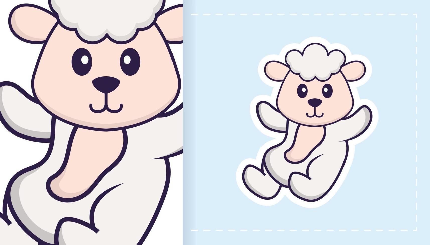 personnage de mascotte de mouton mignon. peut être utilisé pour les autocollants, les patchs, les textiles, le papier. illustration vectorielle vecteur