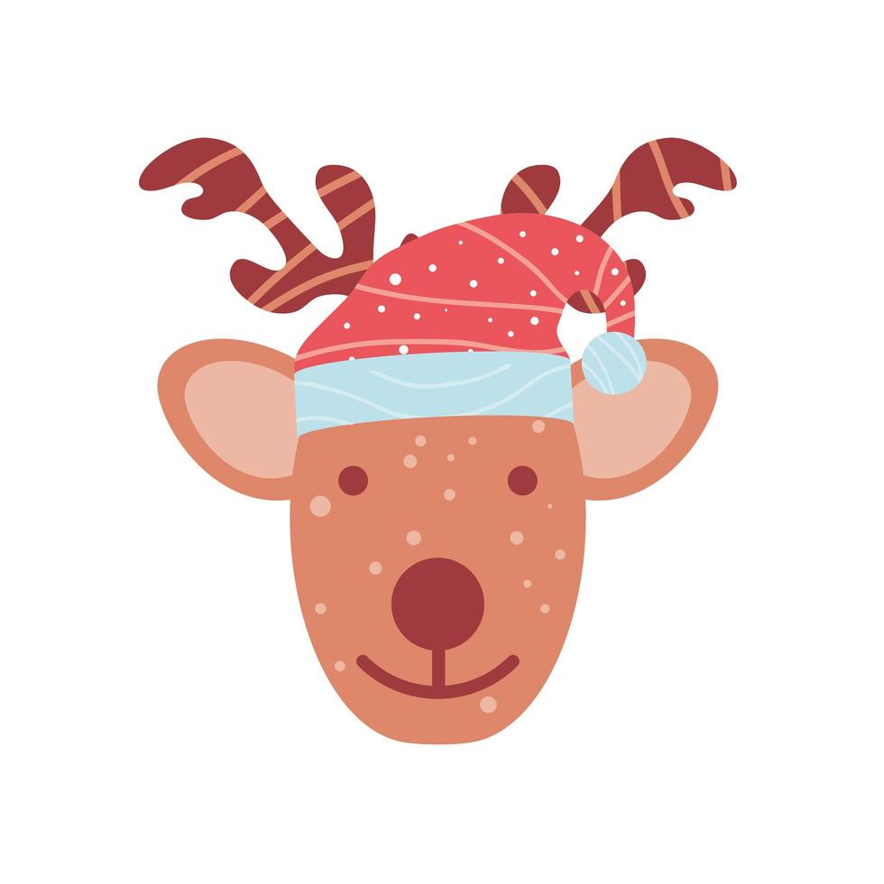 cerf de noël avec chapeau vecteur