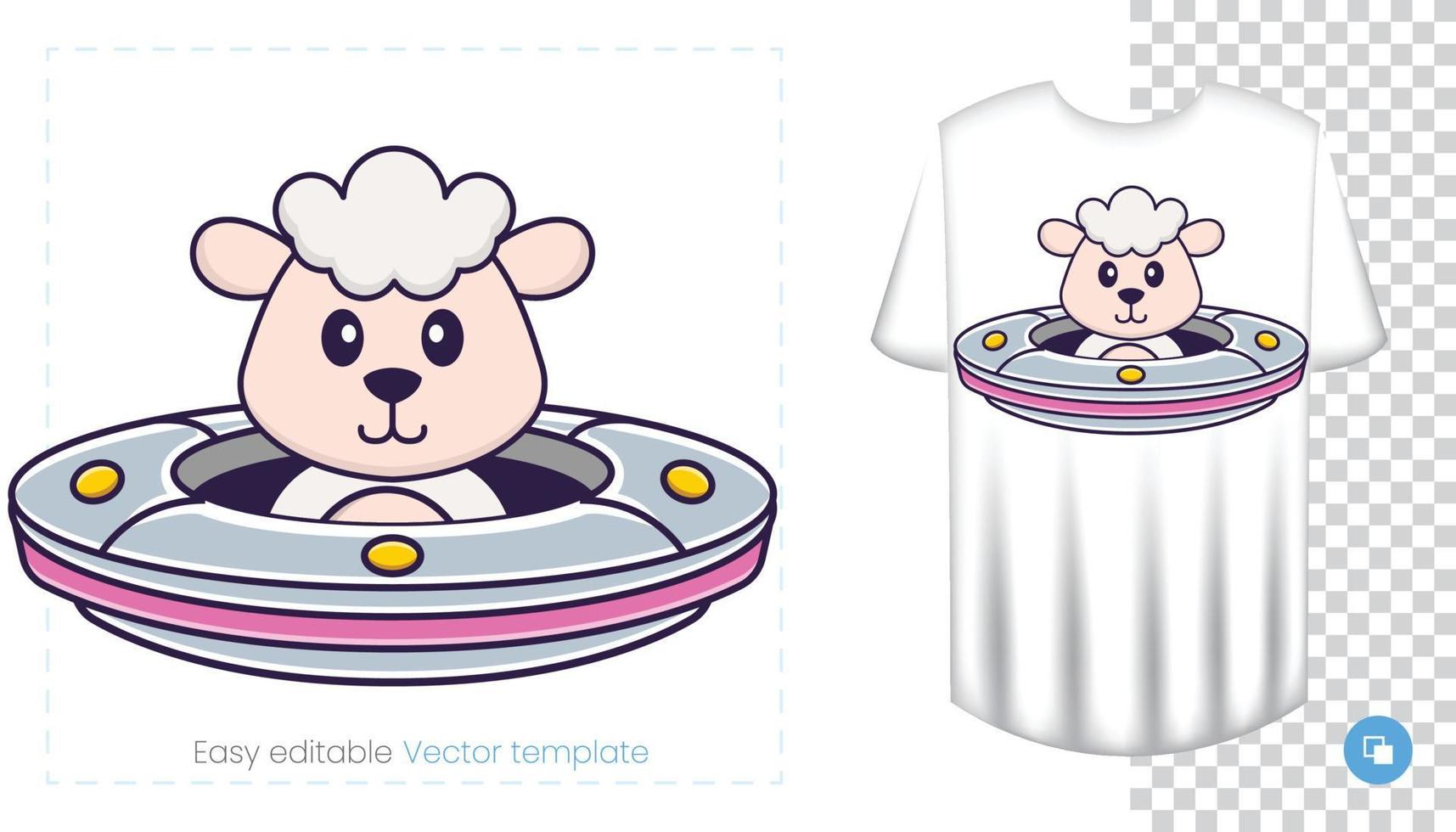 personnage de mouton mignon. impressions sur t-shirts, sweat-shirts, étuis pour téléphones portables, souvenirs. illustration vectorielle isolée sur fond blanc. vecteur