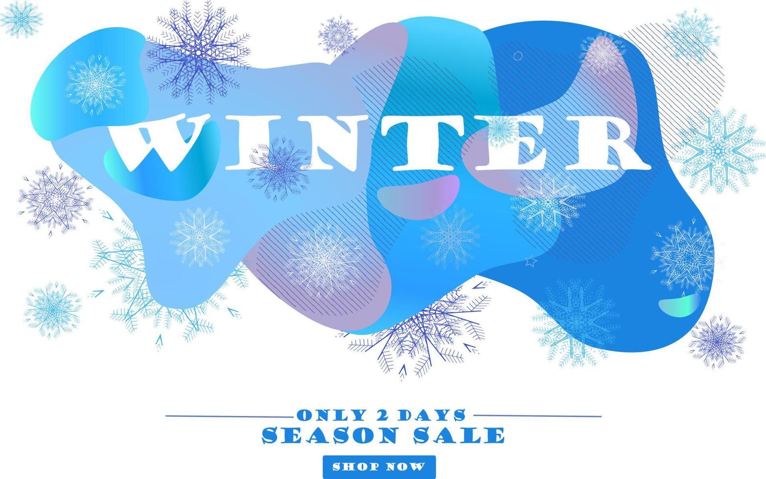 bannière de vente d'hiver avec des formes abstraites et des flocons de neige vecteur