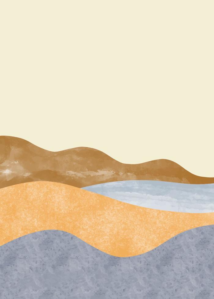 paysage de montagne abstrait, design minimaliste. aquarelle abstraite. illustration de fond de vecteur. vecteur