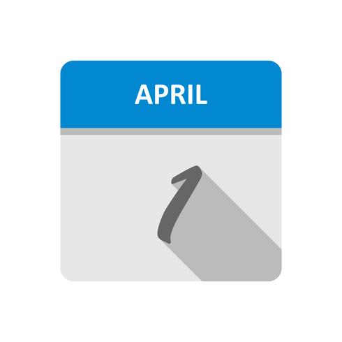 1er avril Date sur un calendrier d&#39;une journée vecteur