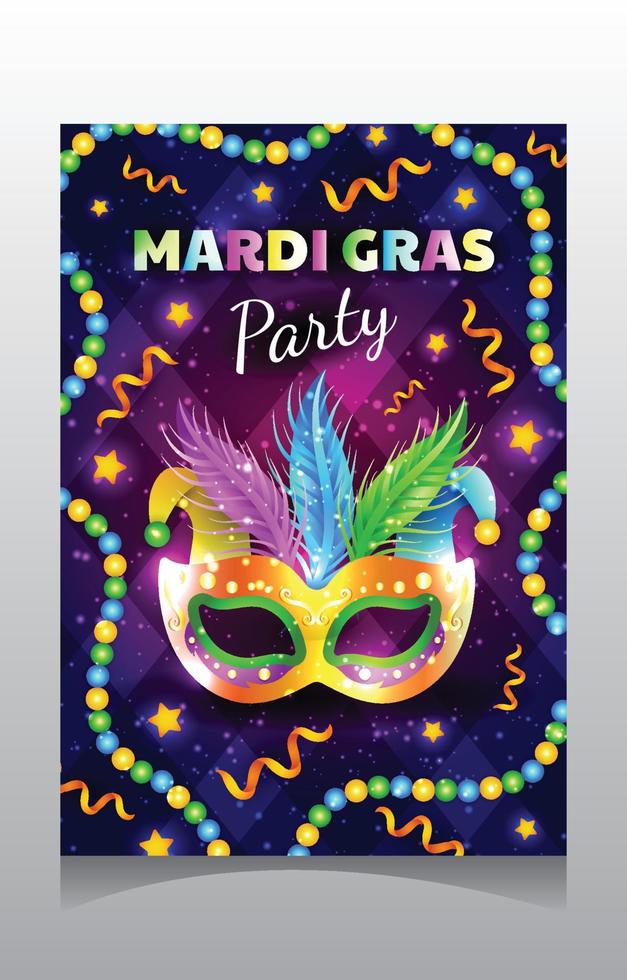 modèle d'affiche de mardi gras coloré vecteur