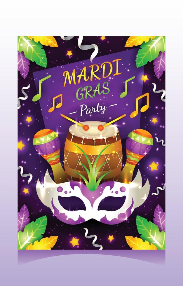 modèle d'affiche de fête de mardi gras vecteur