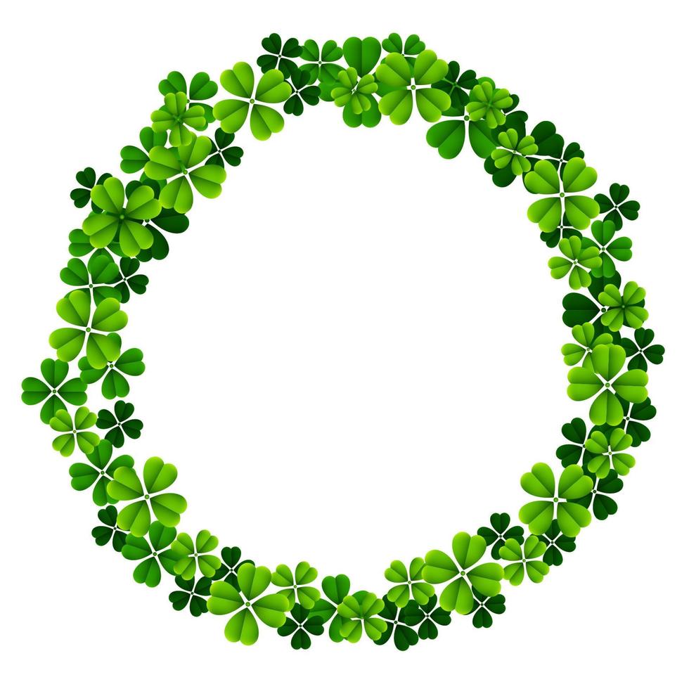 cadre rond de la Saint-Patrick avec des trèfles verts vecteur