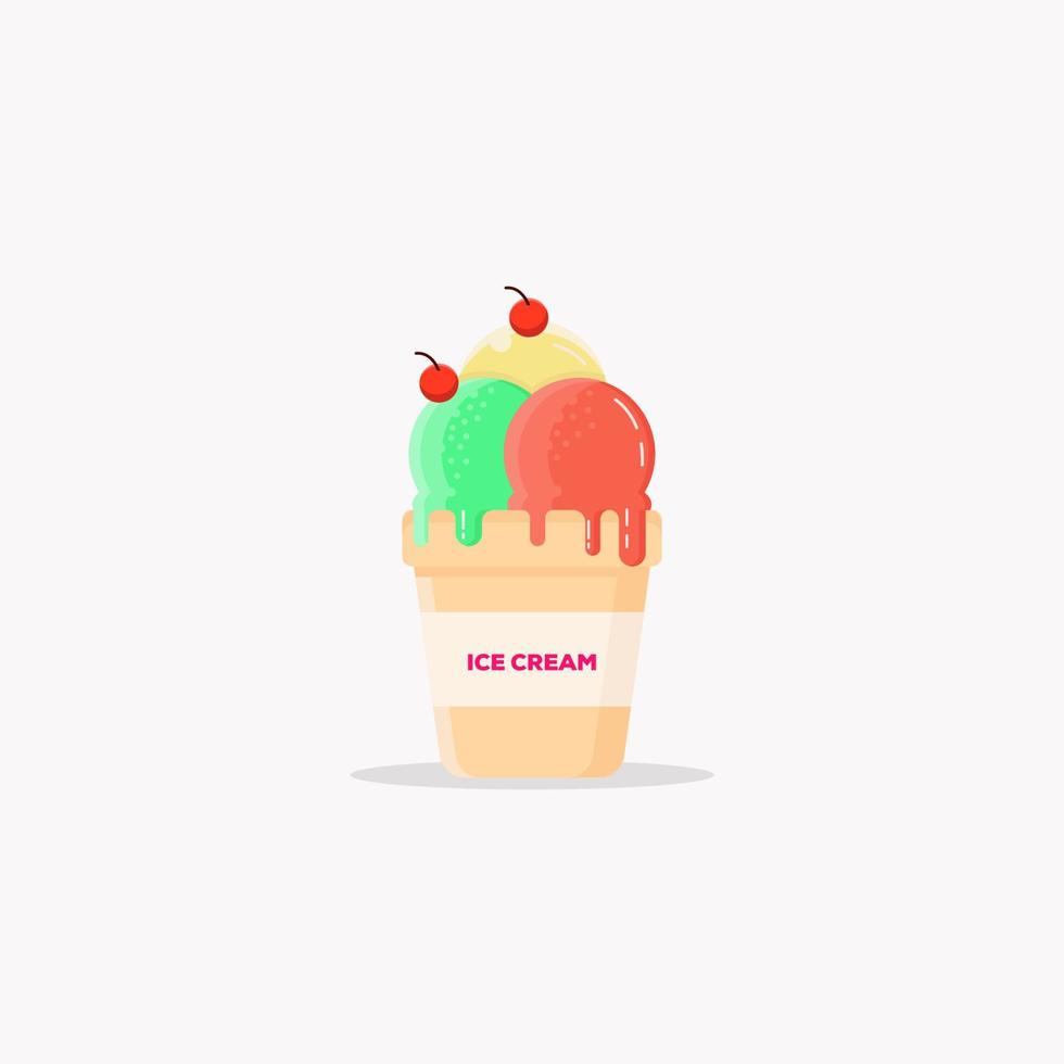 illustration de crème glacée design plat avec vecteur de crème glacée coloré, illustration de nourriture sucrée