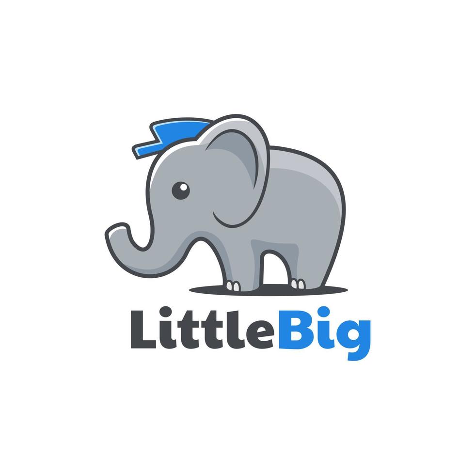 petit éléphant de style dessin animé portant un logo de chapeau vecteur