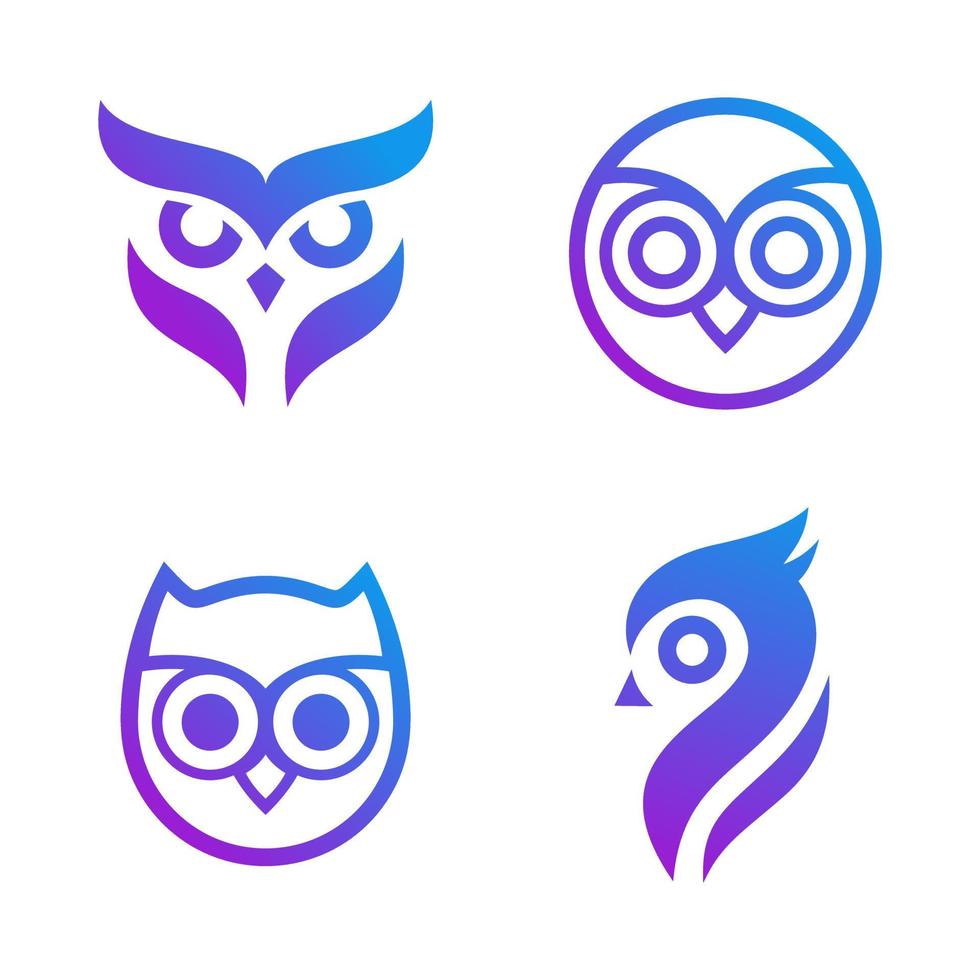 ensemble de création de logo de hibou de vecteur