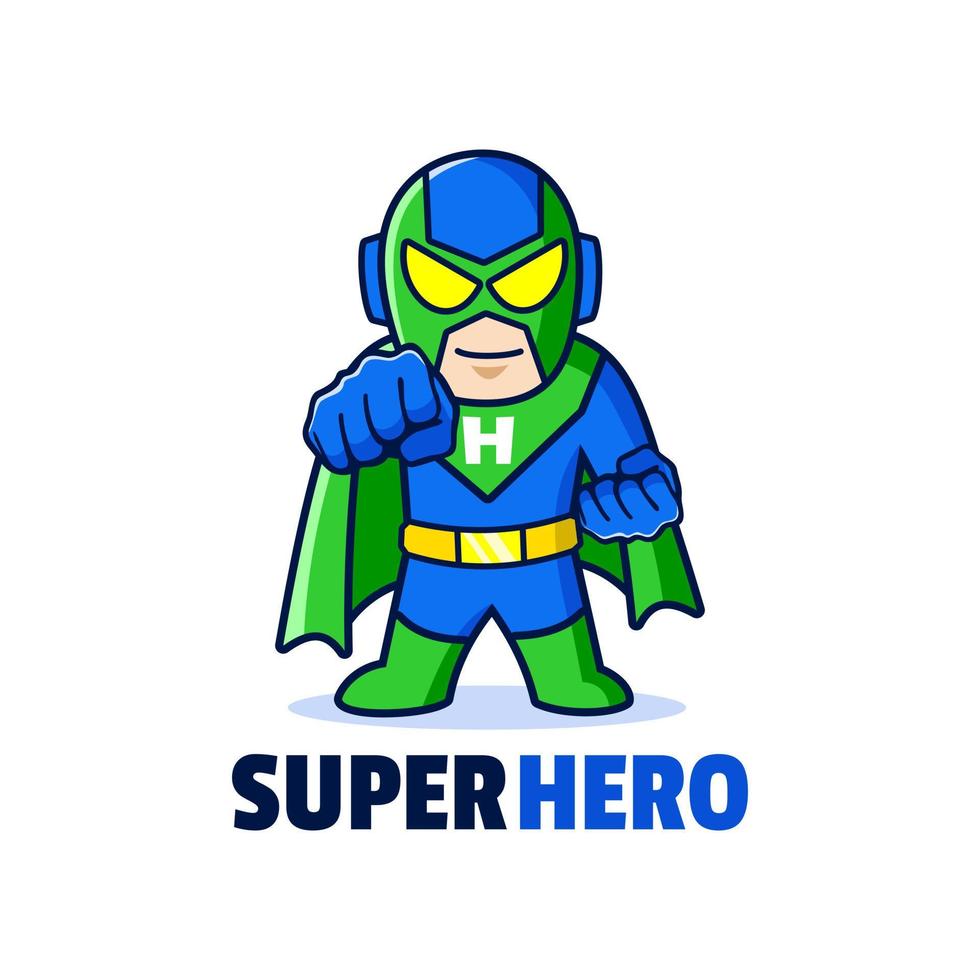 conception de logo de mascotte de super héros de justice vecteur