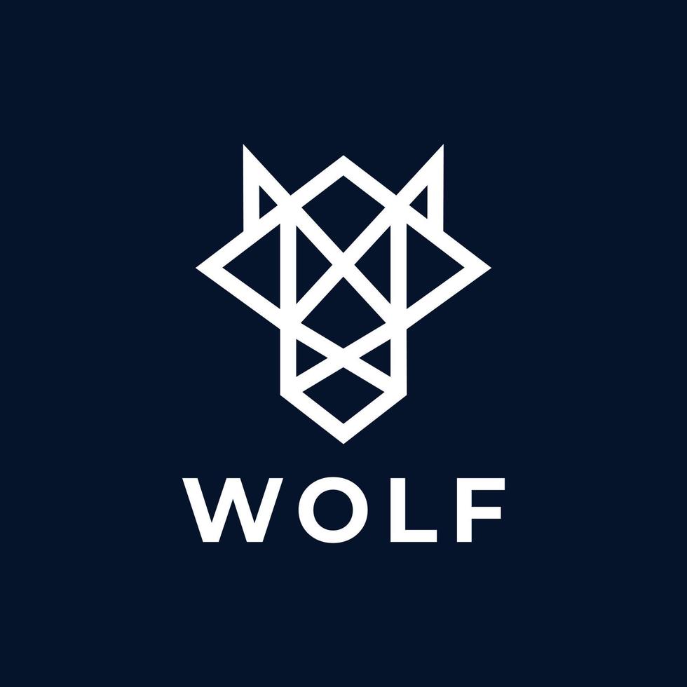 création de logo tête de loup monoline géométrique vecteur
