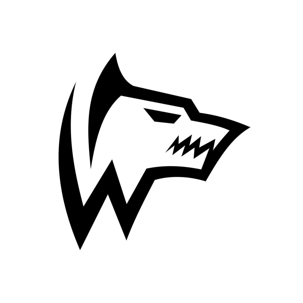 initiale masculine w monogramme lettre w création de logo de loup vecteur