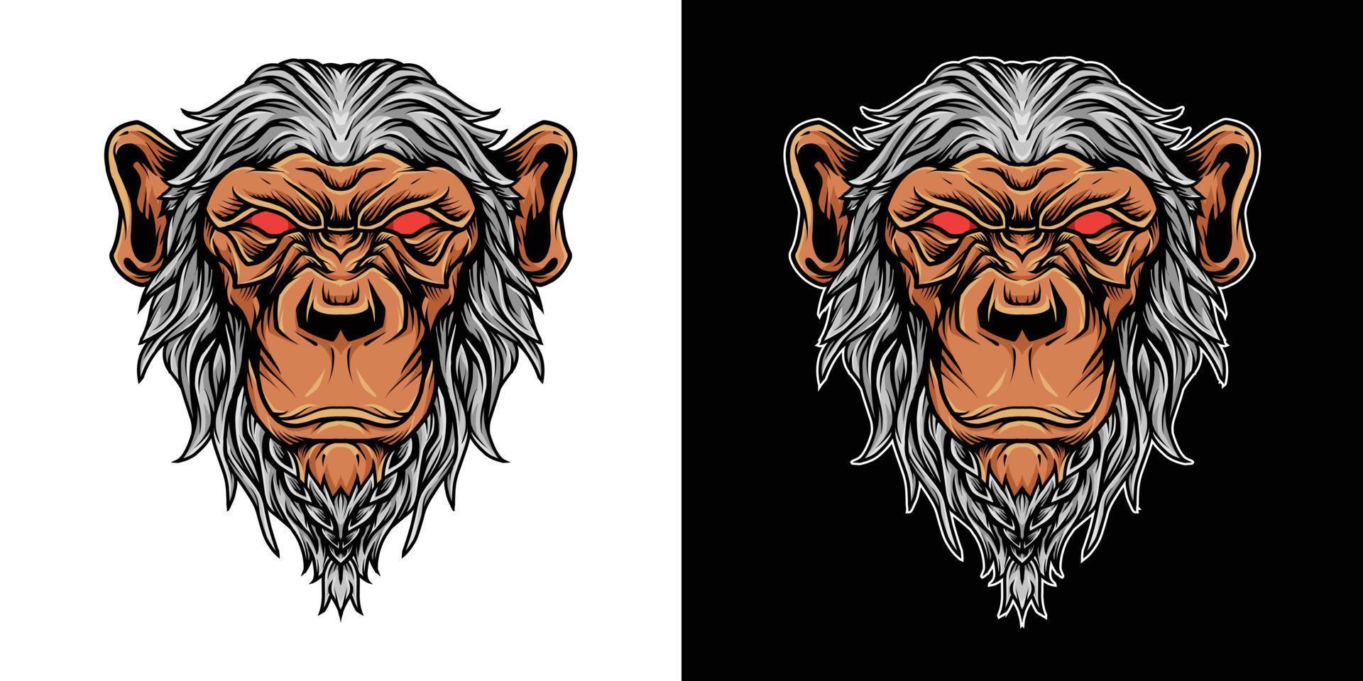 illustration du logo de la mascotte tête de chimpanzé vecteur