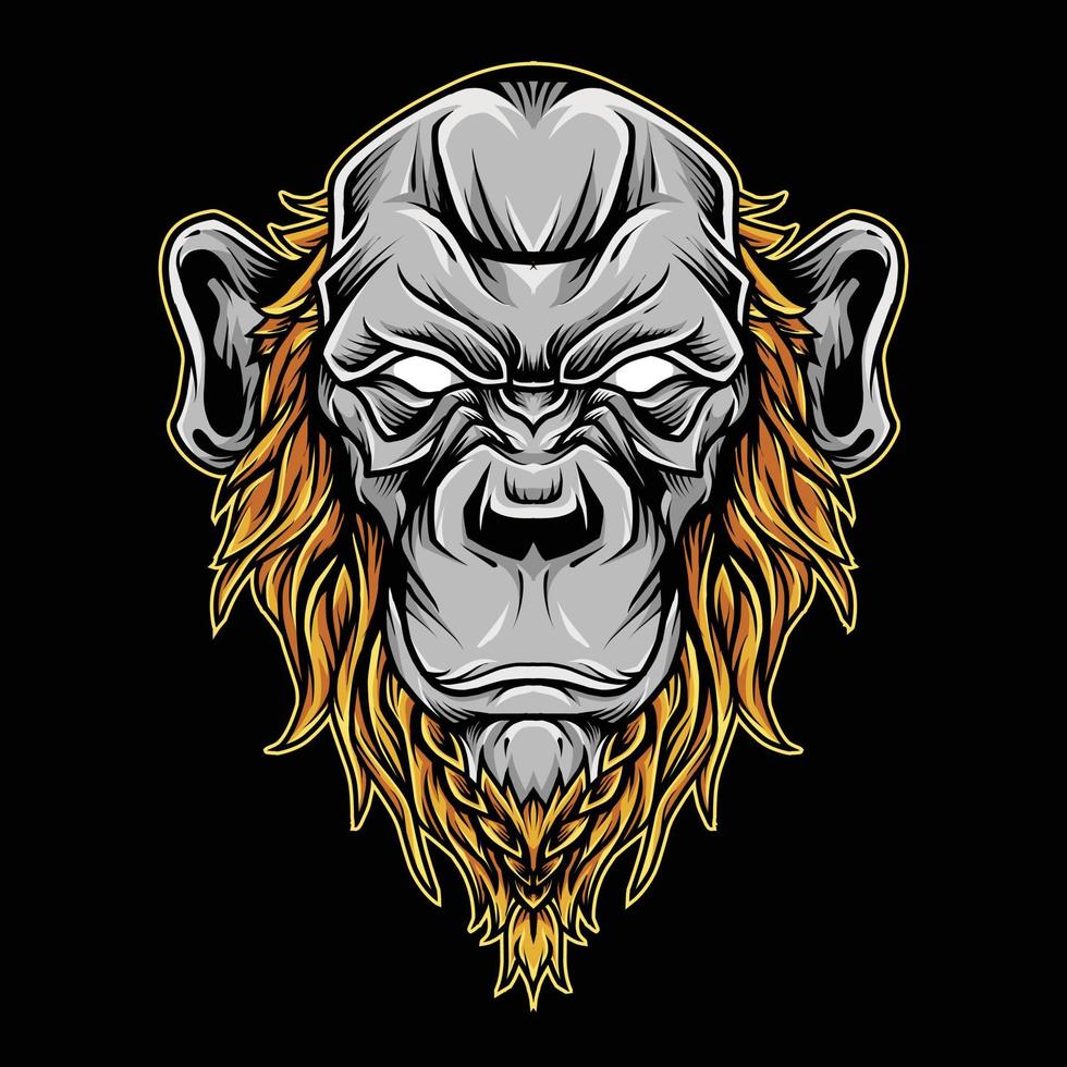 illustration du logo de la mascotte tête de chimpanzé chauve vecteur