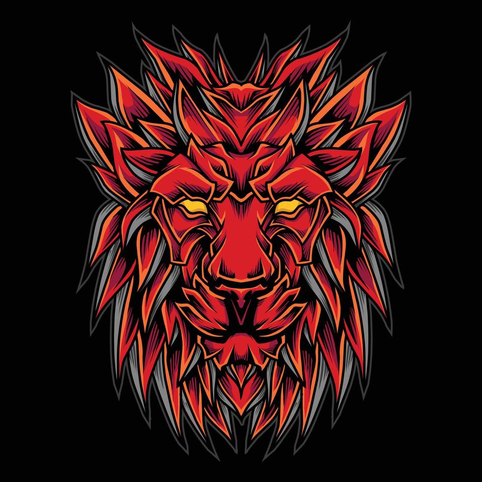 illustration du logo tête de lion rouge vecteur