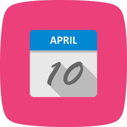 10 avril Date sur un calendrier d&#39;un jour vecteur