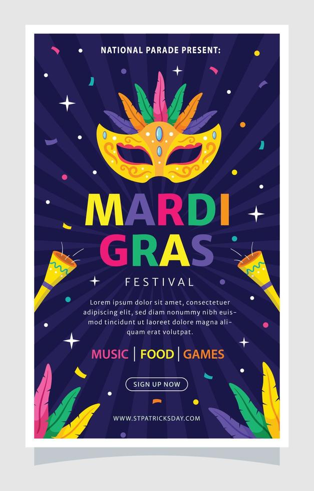 affiche du festival de carnaval de mardi gras vecteur