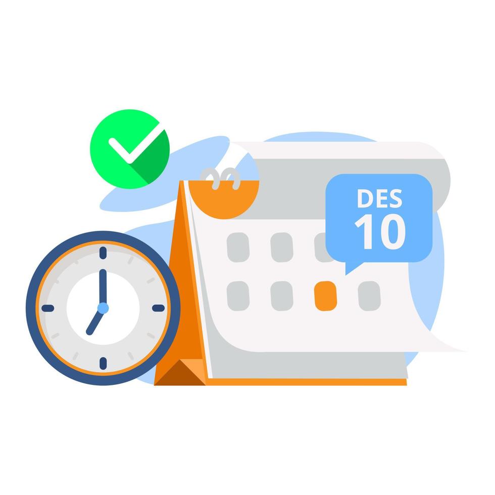 sélectionnez date et heure concept illustration design plat vecteur eps10, élément graphique pour page de chargement, application d'état vide ou interface utilisateur Web, infographie, etc.