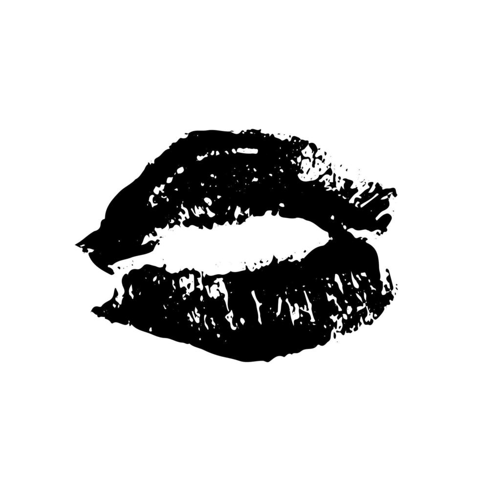 baiser de rouge à lèvres noir sur fond blanc. empreinte des lèvres. baiser marque illustration vectorielle. impression sur le thème de la Saint-Valentin. modèle facile à modifier pour carte de voeux, affiche, bannière, flyer, étiquette, etc. vecteur