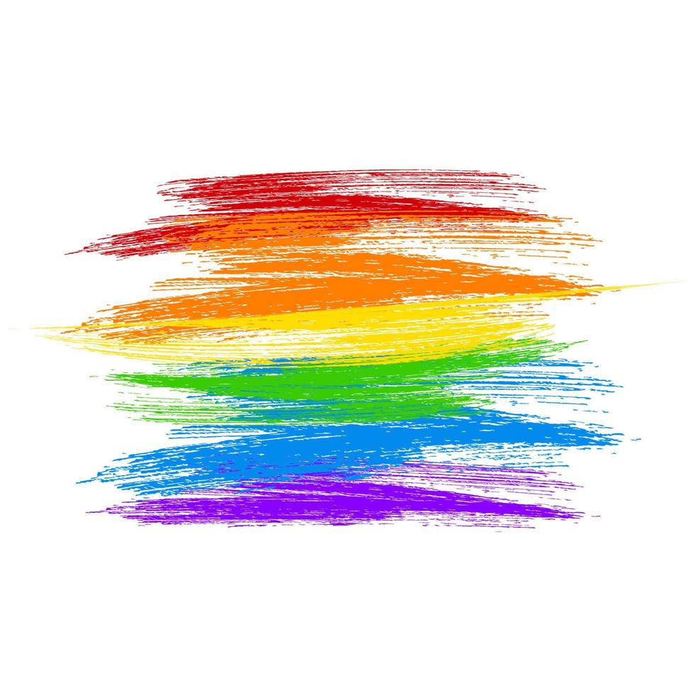 drapeau de la communauté lgbt. coups de pinceau les couleurs de l'arc-en-ciel isolés sur blanc. symbole des mouvements sociaux lesbiens, gay pride, bisexuels, transgenres. élément vectoriel de conception facile à modifier.