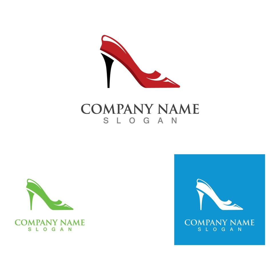 modèle de concept de conception de logo de chaussures haute femme vecteur