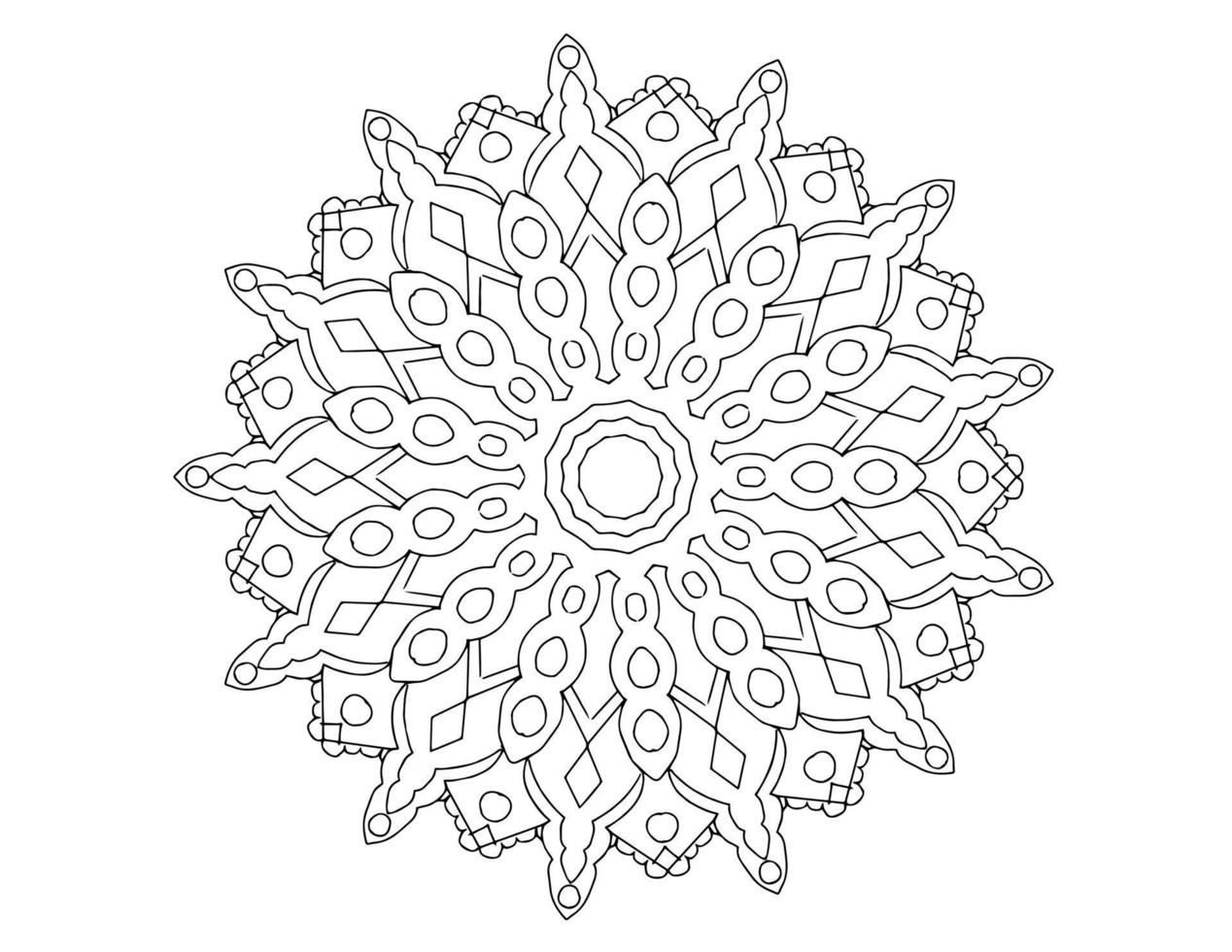 art du mandala, noir et blanc, conception royale, art de la page à colorier, ancien vecteur