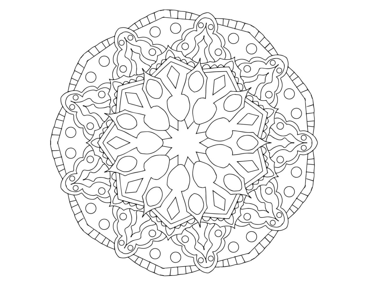 art du mandala, noir et blanc, conception royale, art de la page à colorier, ancien vecteur