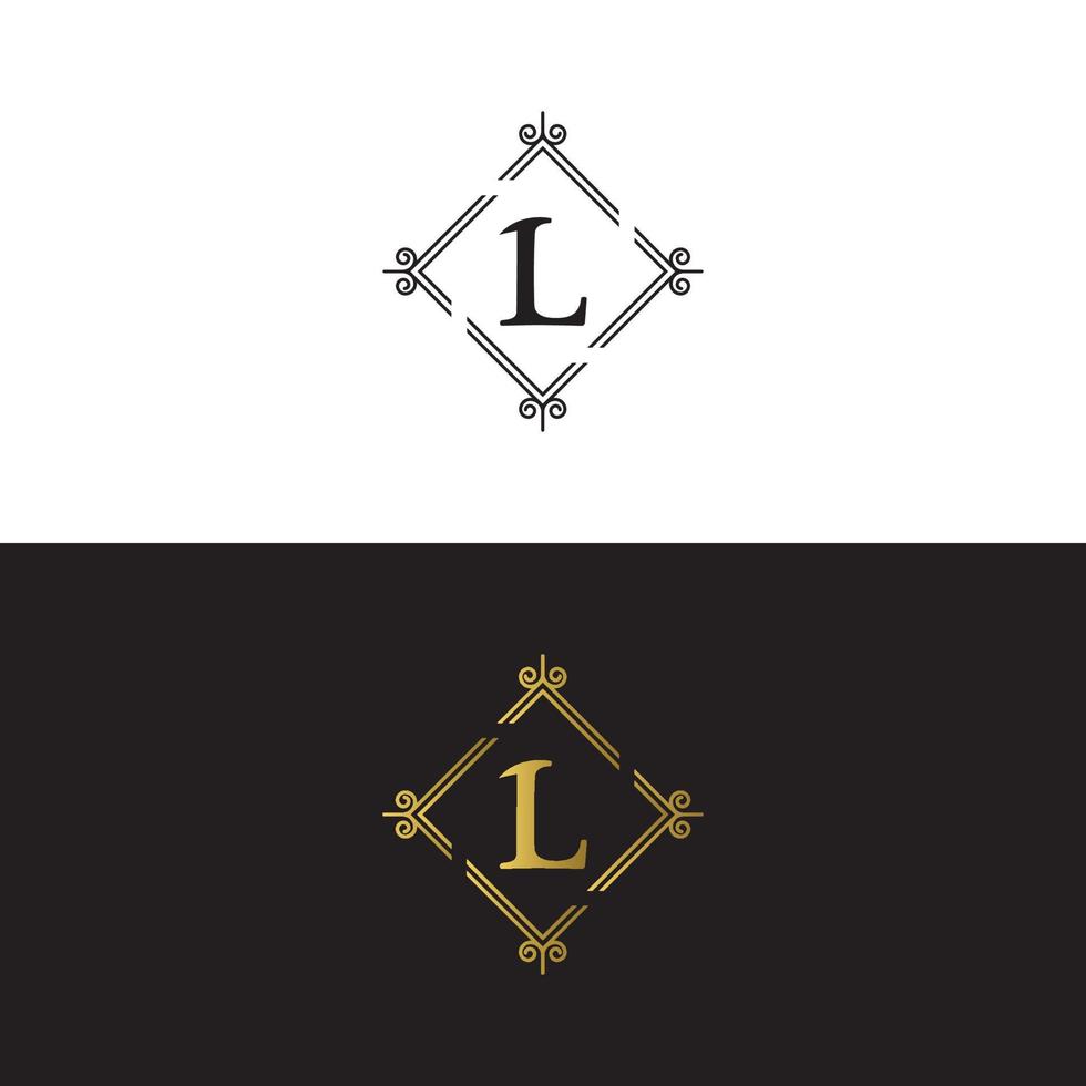 lettre de luxe marque l modèle de vecteur de conception de logo