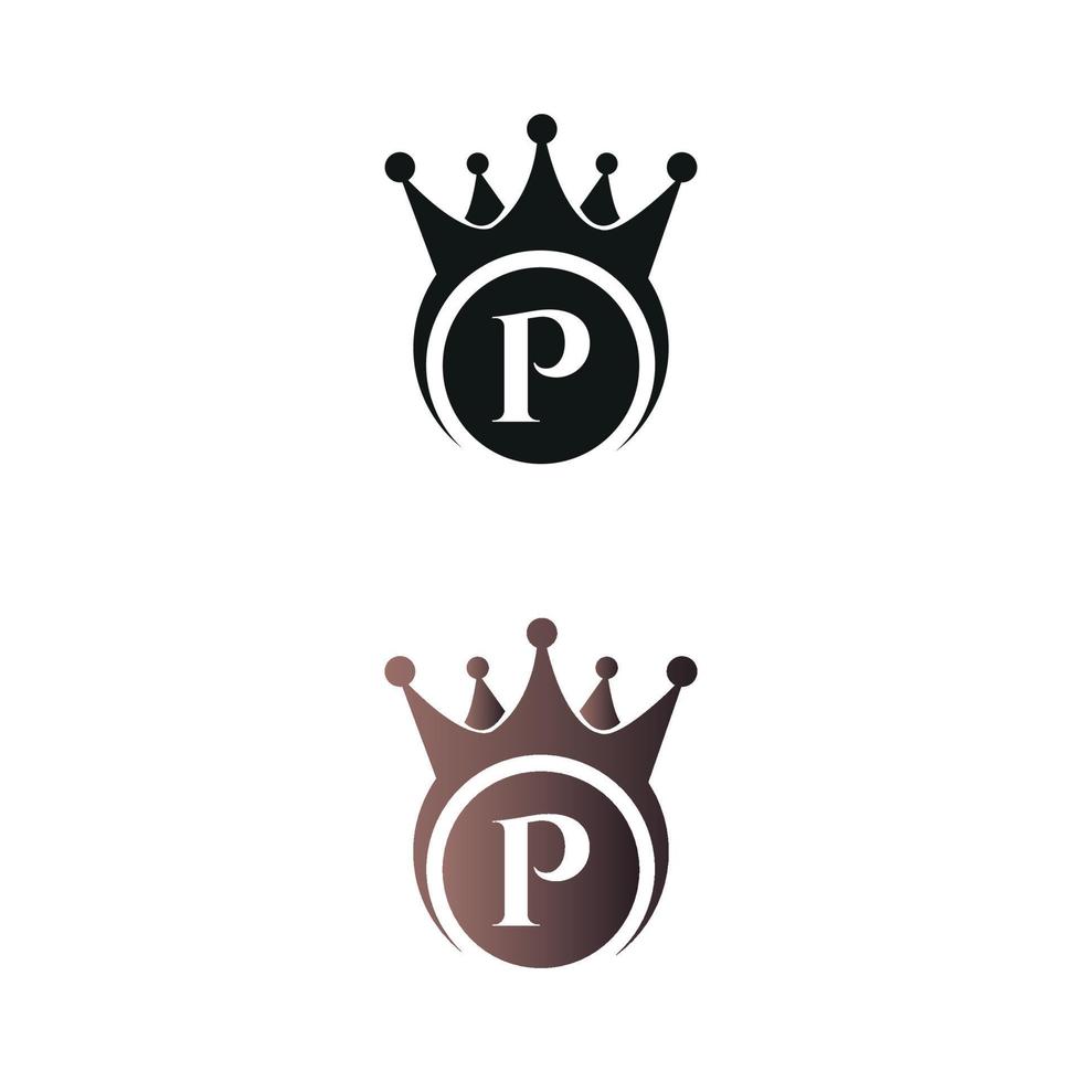 lettre de couronne de luxe marque p lettre modèle vectoriel logo