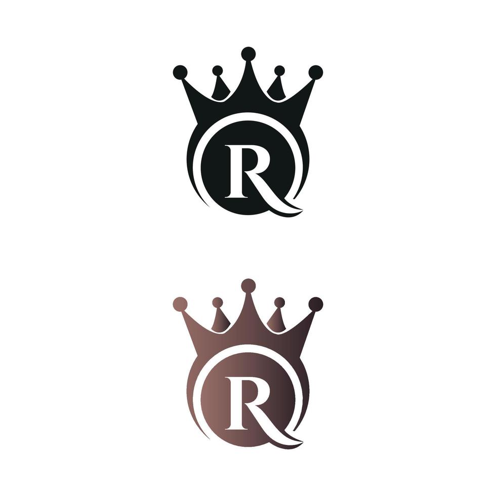 lettre de couronne de luxe marque r lettre modèle vectoriel logo