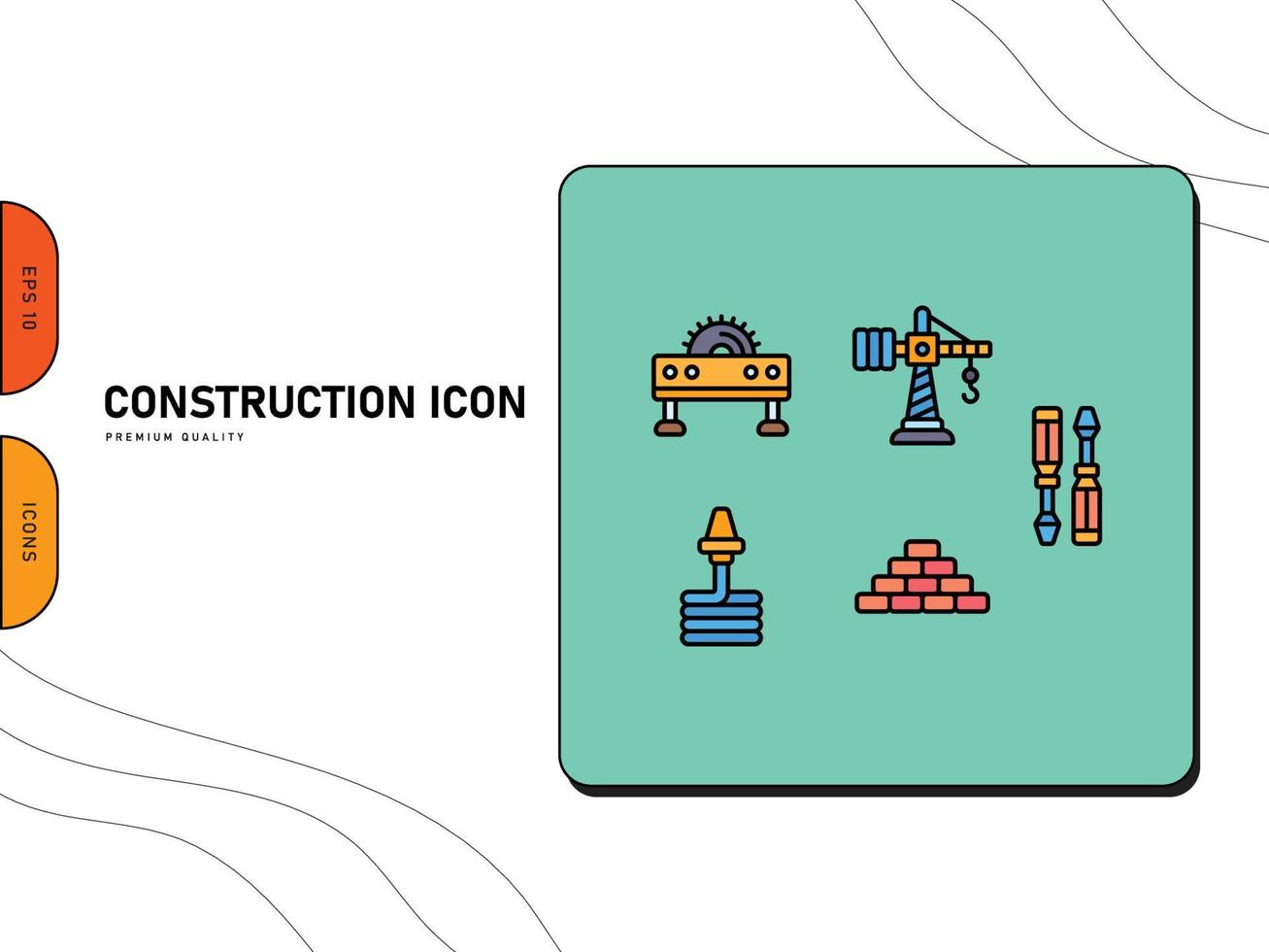 jeu d'icônes de contour de vecteur de construction