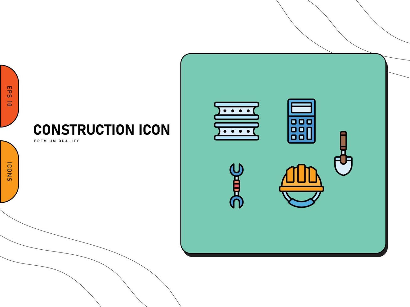 jeu d'icônes de contour de vecteur de construction