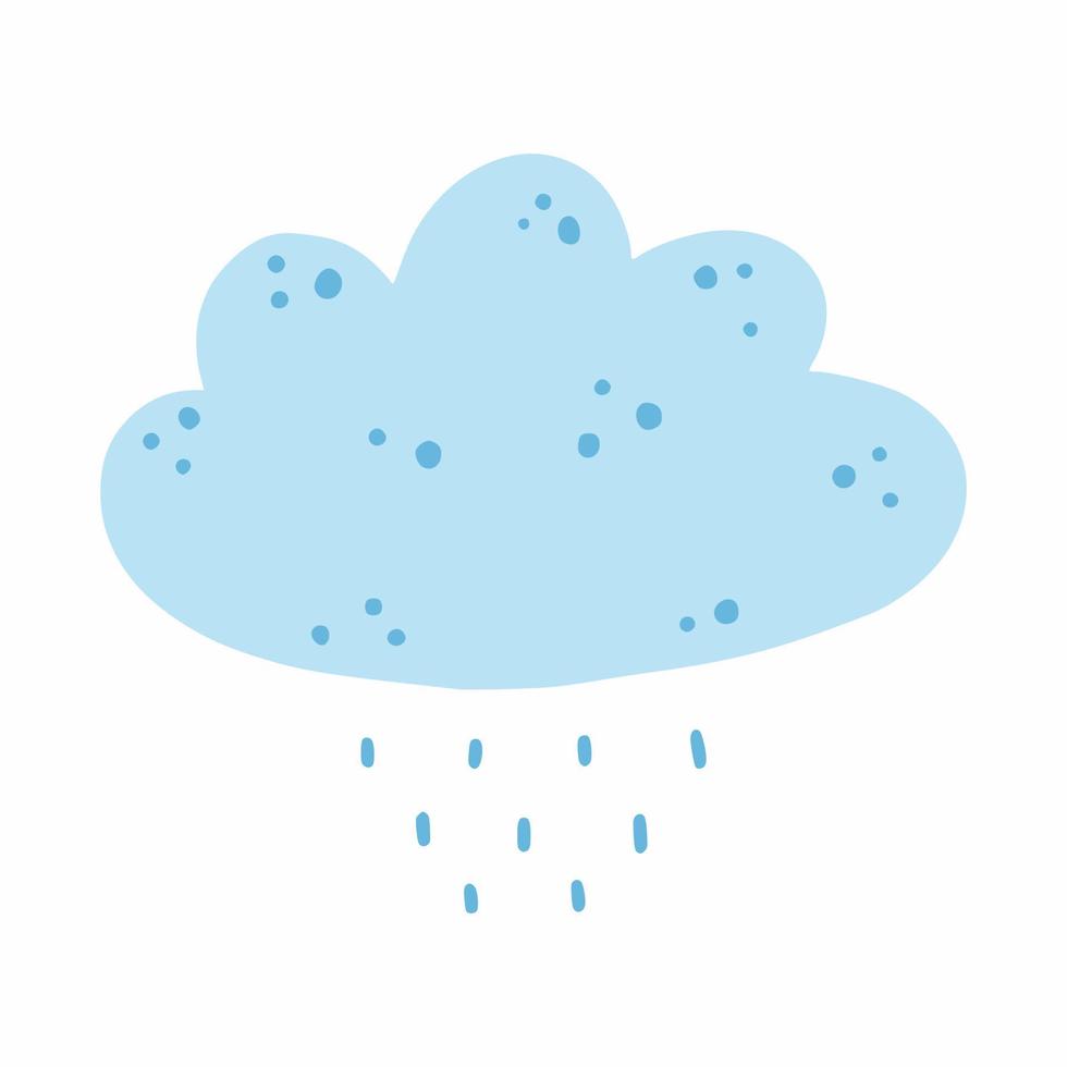 nuage bleu avec pluie. illustration vectorielle mignon dans le style doodle. icône pour les livres de bébé. la météo. vecteur
