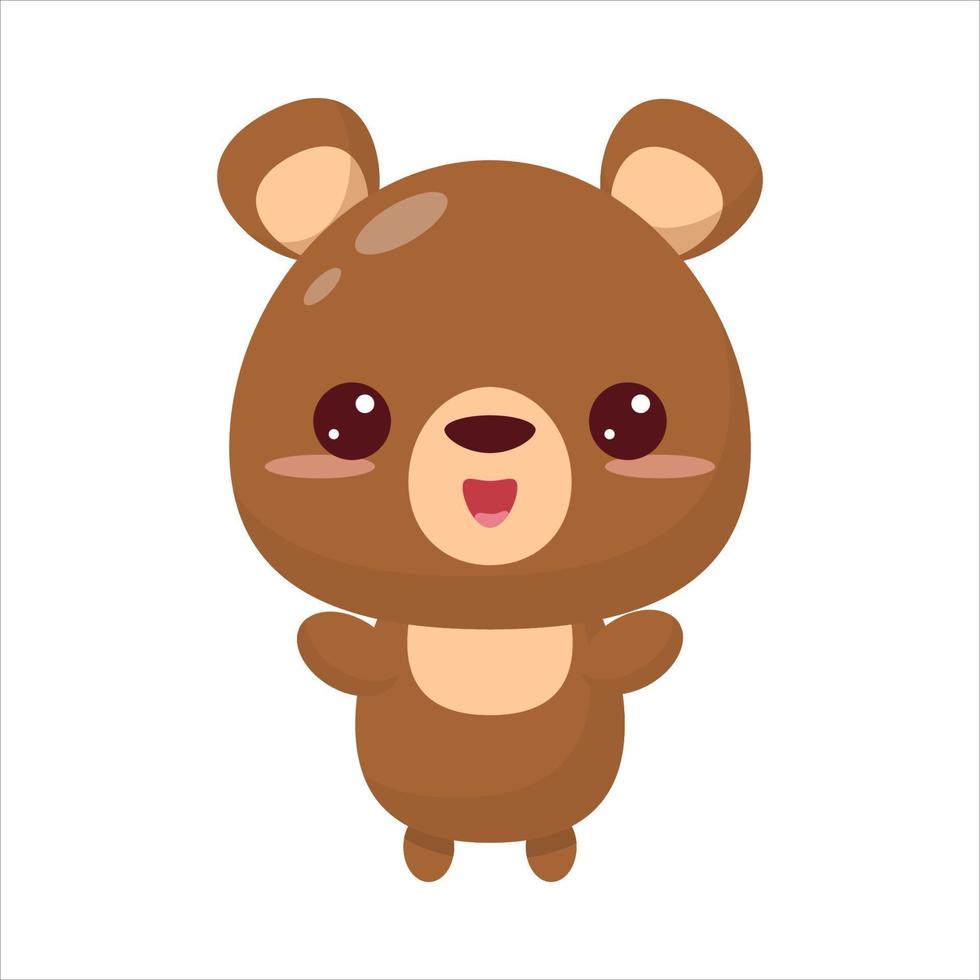 mignon petit ours. style kawaii. dessin animé vecteur