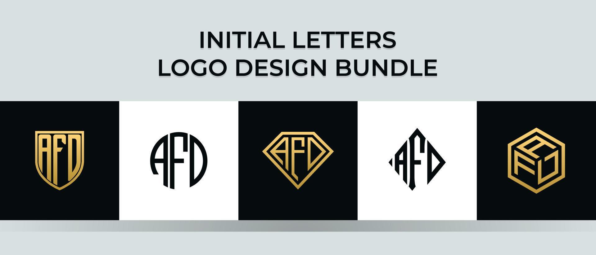 Paquet de conceptions de logo de lettres initiales afd vecteur