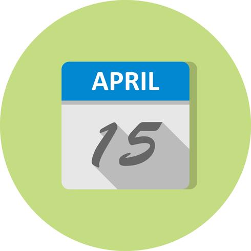 15 avril Date sur un calendrier d&#39;un jour vecteur