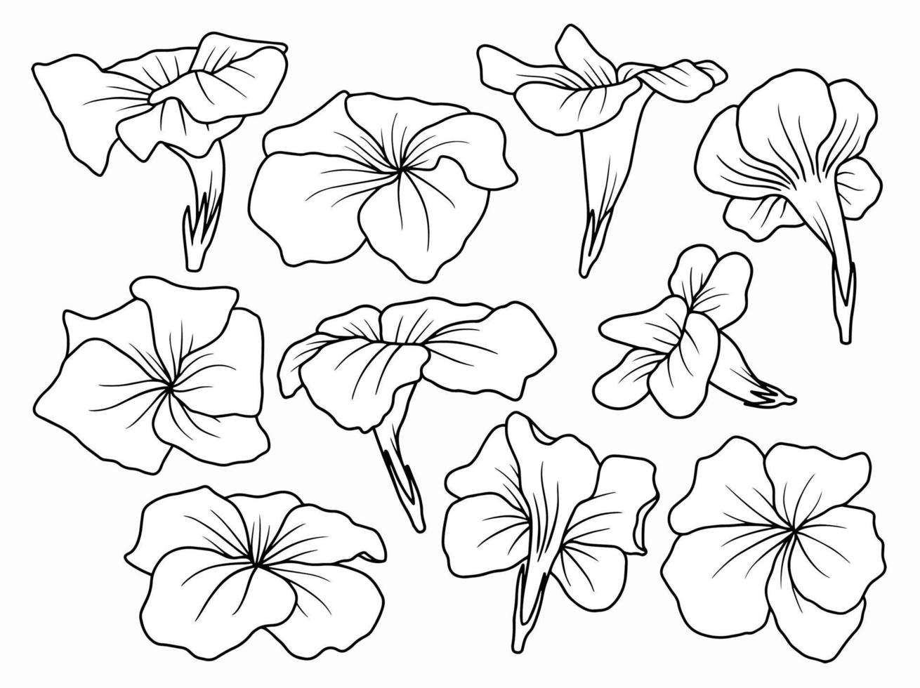 arrangement de dessin au trait de fleurs vecteur